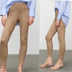 Zara Tan Faux Suede High Waisted Leggings